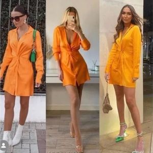 Zara Orange Satin Dress